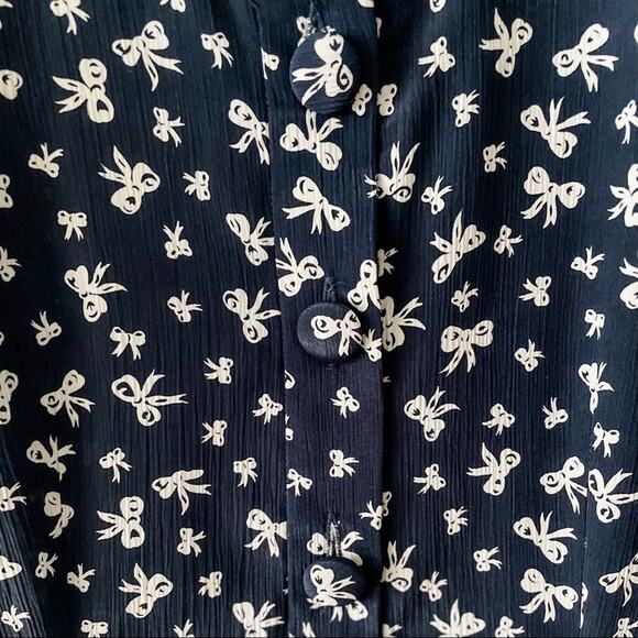 🎀 Vintage Bow Print Drop Waist Flounce Skirt Dress MCM Flapper size S petite 🎀 - Picture 8 of 11